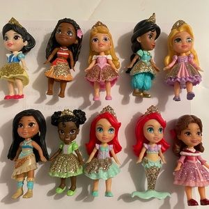 Disney My First Princess Mini Glitter Toddler Dolls Lot of 10